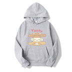 Kawaii Bunny Stack Hoodie Light gray Shoptery
