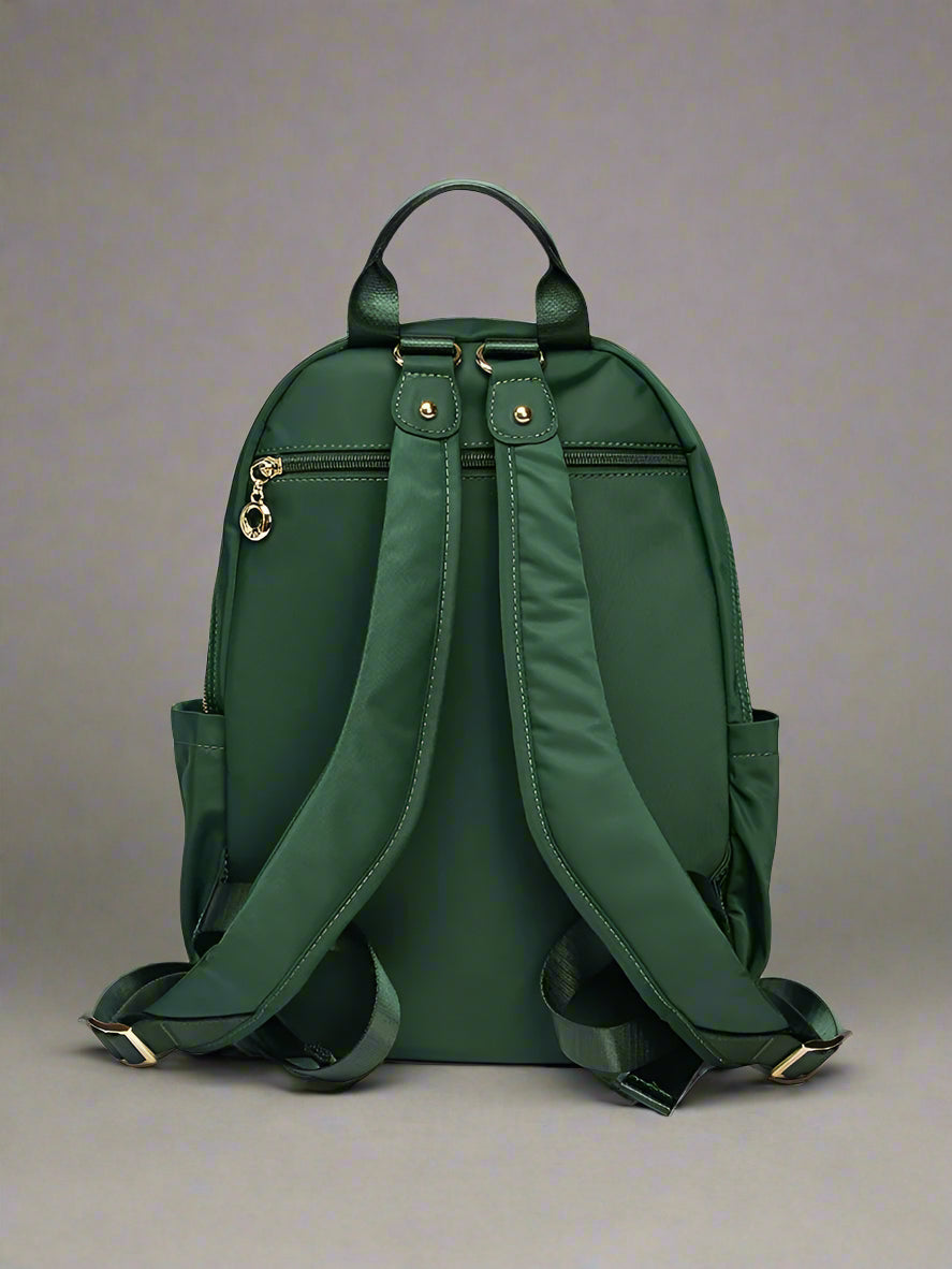 Emerald Luxe Zip Aesthetic Backpack Shoptery
