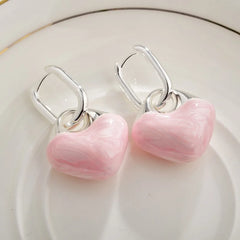 Pastel Candy Marble Heart Coquette Earrings Pink Shoptery