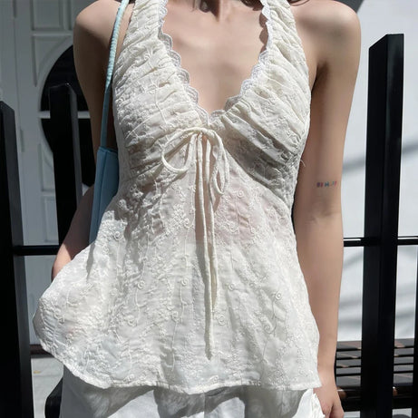 Ivory Petal Tie Top Shoptery