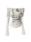 Gyaru Faux Fur Off-Shoulder Bell Sleeve Fitted Top WHITE Shoptery