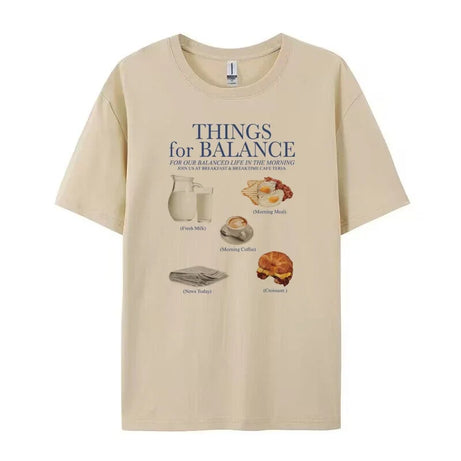 Cute Breakfast Routine Oversized Aesthetic T-Shirt Khaki Shoptery