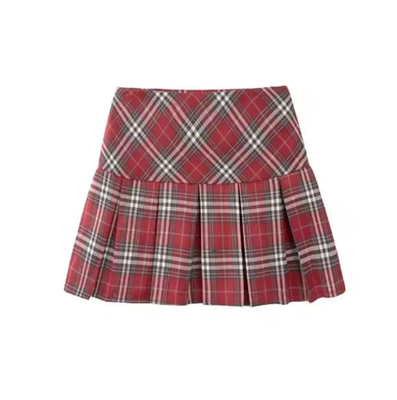 Cherry Rebel Pleated Y2k Skirt Red Shoptery