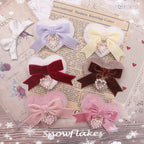 Jirai Kei Fluffy Heart Velvet Bow Pearl Charm Hair Clip Shoptery