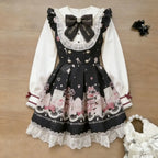 Jirai Kei Black Lace Bolero & Ivory Ruffle Blouse Plaid Skirt Set Shoptery