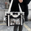 Jirai Kei Gothic Ita Tote Bag with Bows, Frills & Pearl Charms black only bag Shoptery