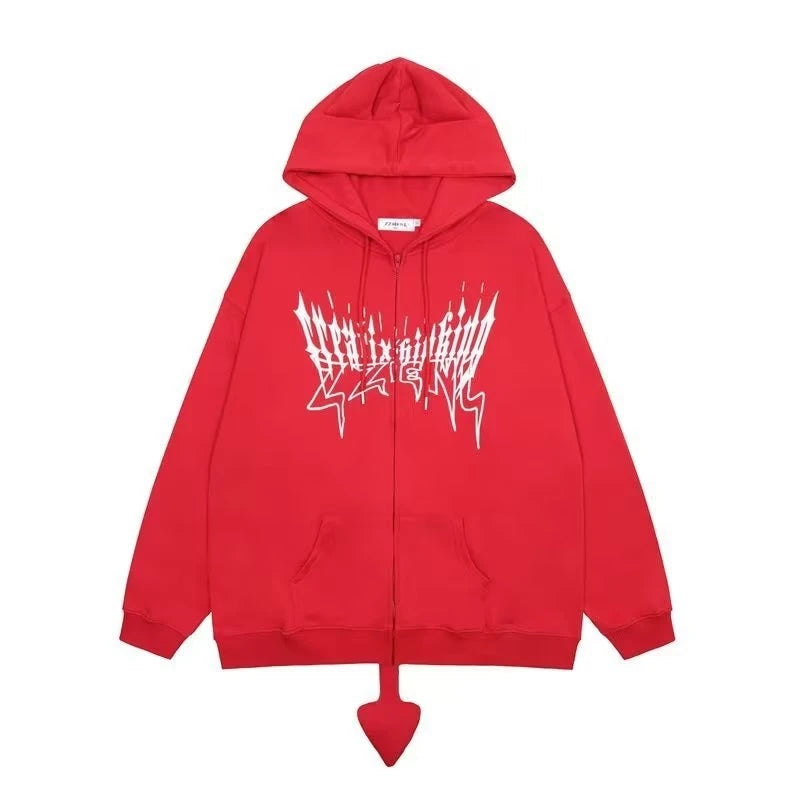 Hellwing Devil Edgy Hoodie Red Shoptery