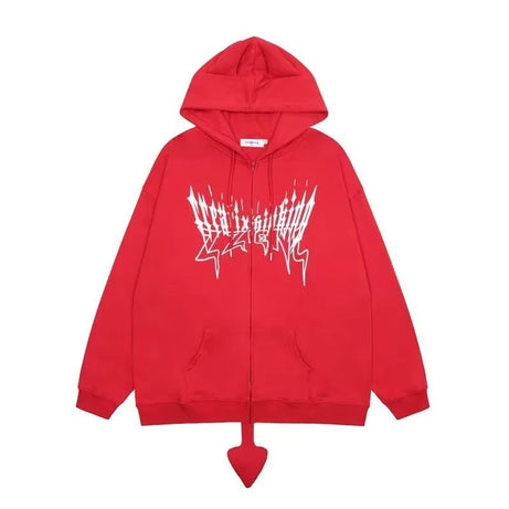 Hellwing Devil Edgy Hoodie Red Shoptery