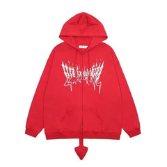 Hellwing Devil Edgy Hoodie Red Shoptery