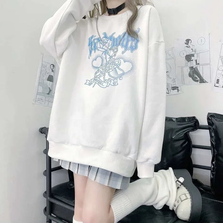 Badgirl Graphic Oversized Pastel Goth Sweatshirt Shoptery
