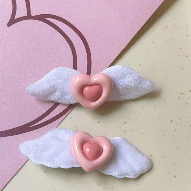 Decora Angel Wing Hair Clip with Cross Heart & Bow Accessories 2PCS-7.2CM Shoptery