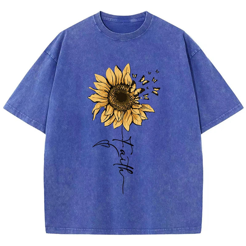 Golden Glow Nature Aesthetic T-Shirt Blue Shoptery