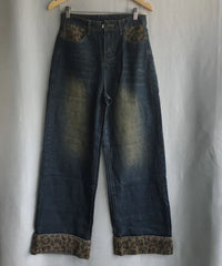 Retro Leopard Print Y2k Jeans blue Shoptery
