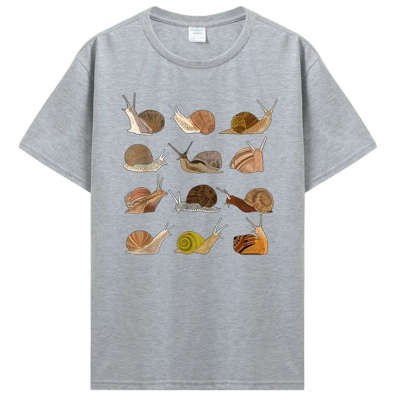 Snail Graphic Cotton T-Shirt Sport grey Shoptery