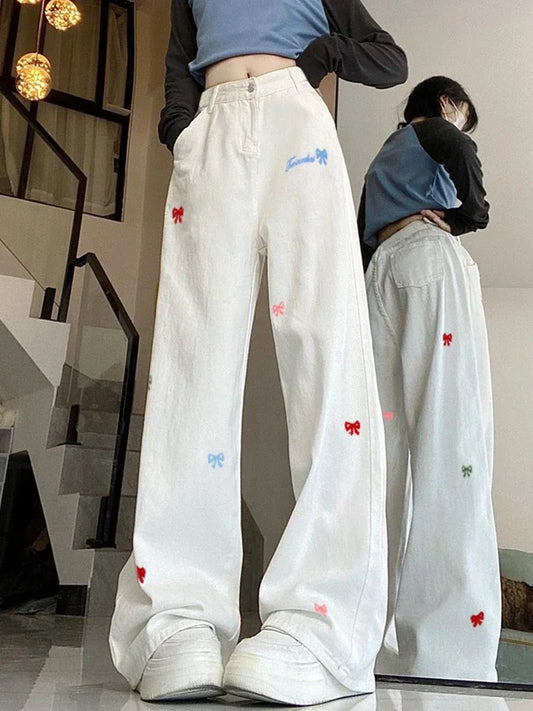 Pants – Kawaii Embroidered for Everyday Comfort Ivory Shoptery