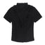 Jirai Kei Black Lace Ruffle Blouse with Bat Cross Necklace Black Shoptery