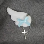 Fairy Kei Angel Wing Cross Chain Hair Clip Accessory Shoptery