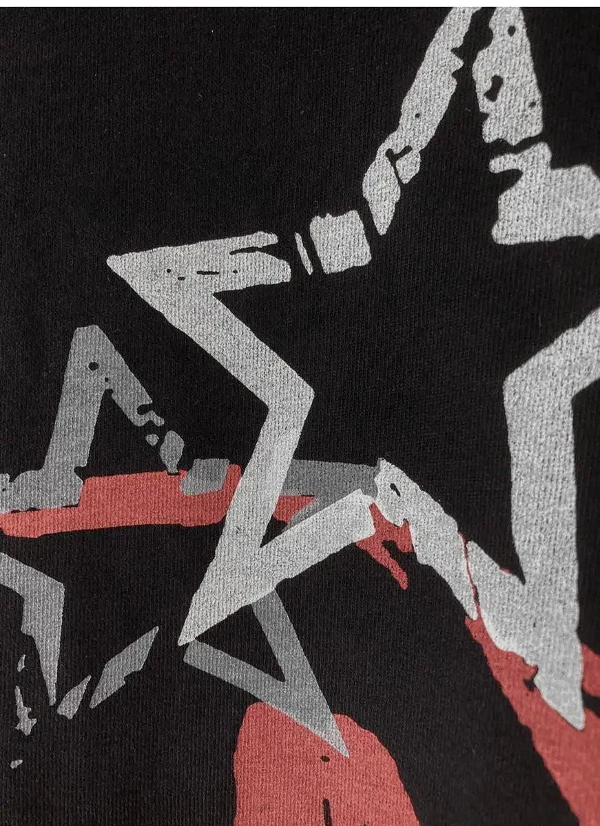 Visual Kei Skull & Crossbones Layered Long Sleeve Top with Striped Sleeves Shoptery