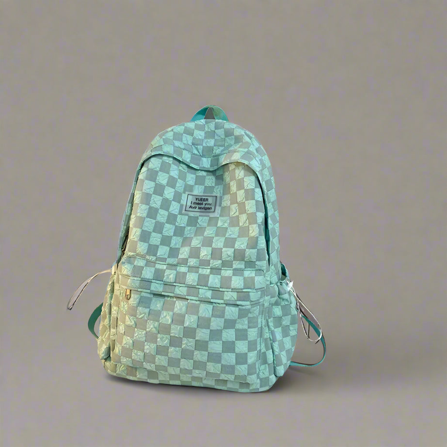 Mint Checkered Edgy Street Backpack Blue lady travelbag 30X14X42cm Shoptery
