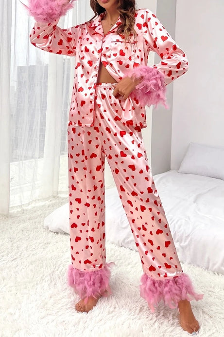 Women's Valentine's Day Sweet Love Printed Casual Set