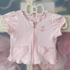 Fairy Kei Pastel Pink Heart Bow Zip Ribbed Cardigan by Mezzo Piano Shoptery