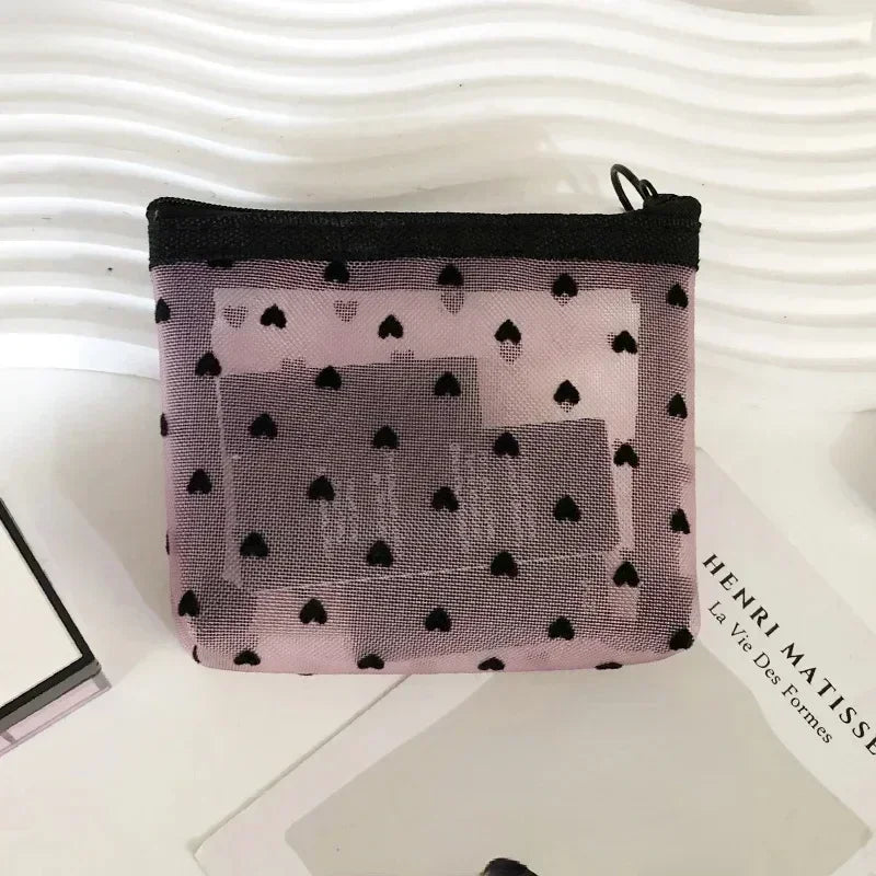 Sheer Hearted Aesthetic Cosmetic Bags Pink-NO.1 Shoptery