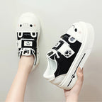 Jirai Kei Pink Cat Paw Platform Sneakers with Bunny Sock Charms black Shoptery