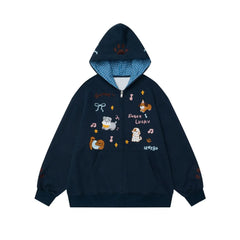 Puppy Love Zip-Up Hoodie Blue Shoptery