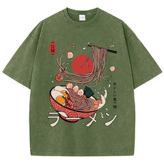 Tokyo Noodles Kawaii T-Shirt Dark Green Shoptery