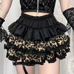 Gyaru Leopard Print Tiered Ruffle Mini Skirt Shoptery