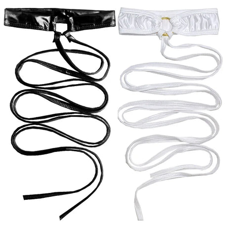 Silver Orbit Strappy Edgy Leg Ring 1 black 1white Shoptery