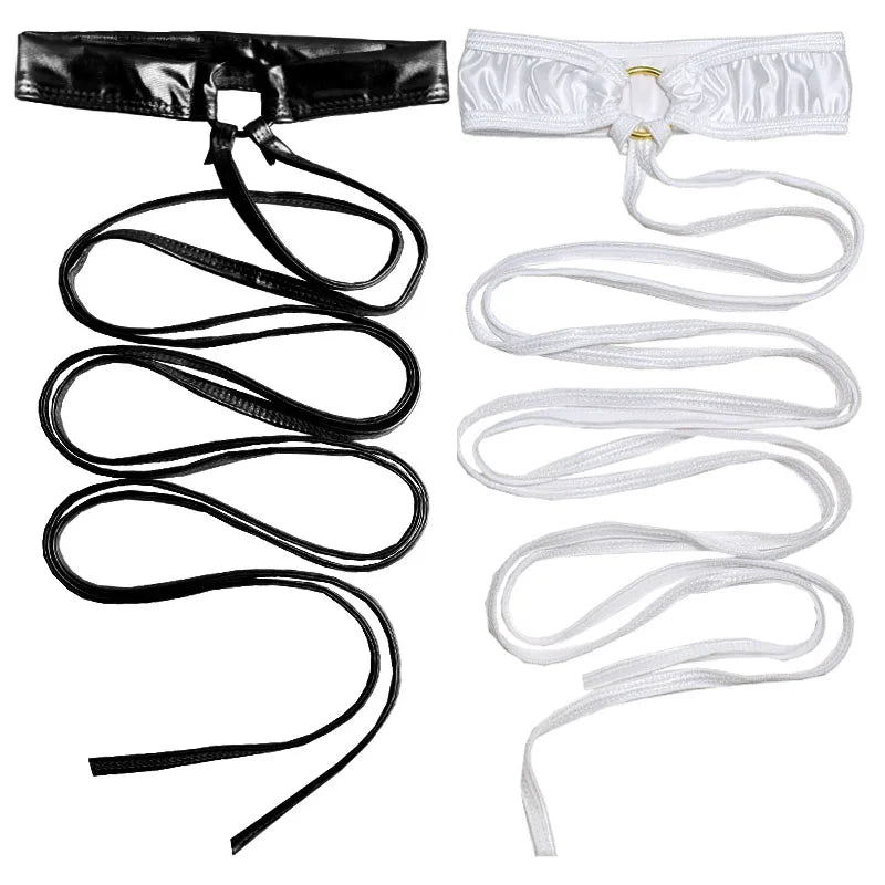 Silver Orbit Strappy Edgy Leg Ring 1 black 1white Shoptery