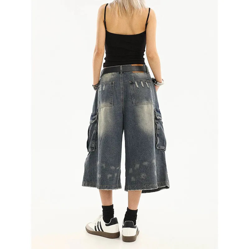 Industrial Punk Utility Y2k Jeans Shorts Shoptery