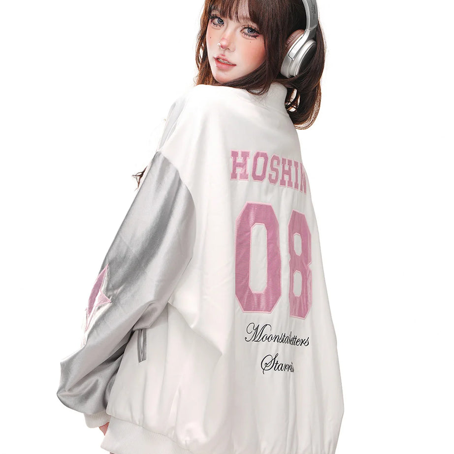Kawaii Starwish Satin Bomber Jacket Shoptery