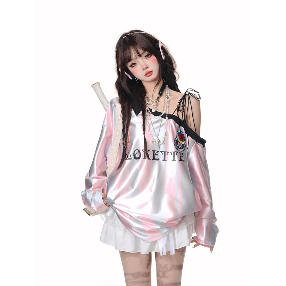Goalkeeper Striped Edgy Top pink Shoptery