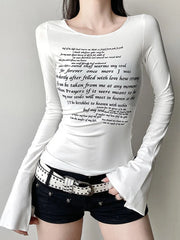 Midnight Monologue Long Sleeve Top WHITE Shoptery