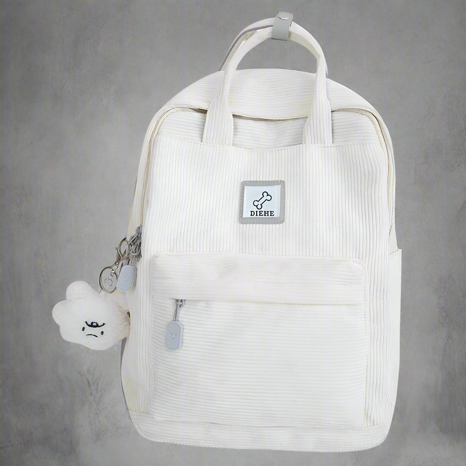 Teddy Corduroy Kawaii Backpack white Shoptery