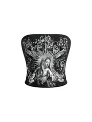 Alt Virgin Mary Cross Tube Top black Shoptery