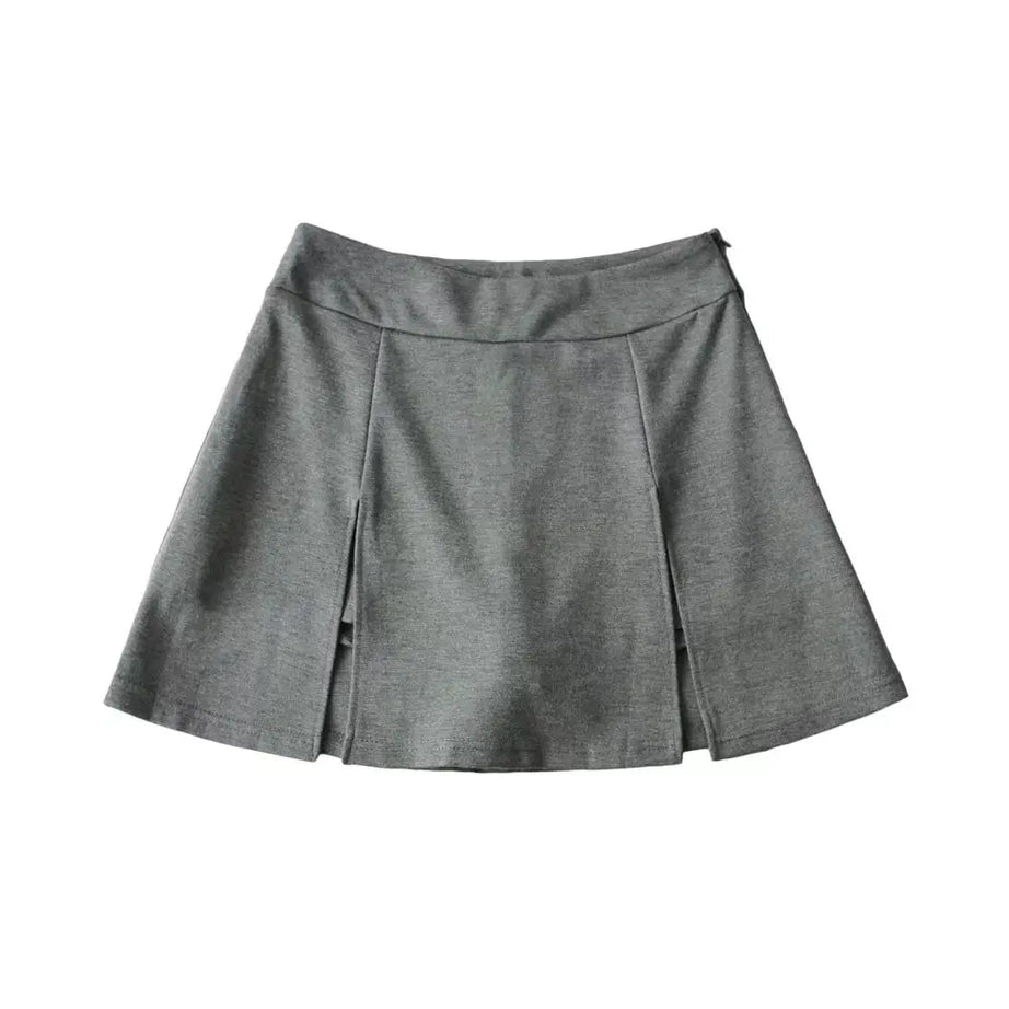 Noir Line Split Aesthetic Skirt Dark Grey Shoptery