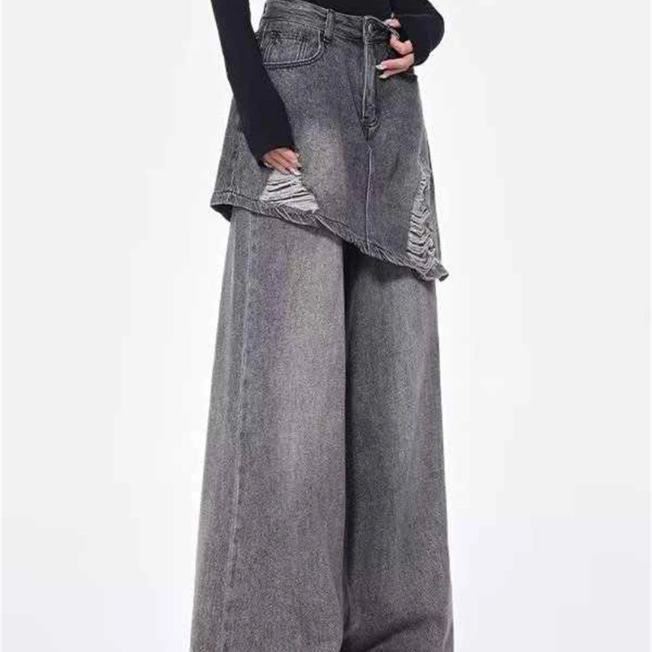 Grunge Skirted Flare Jeans Shoptery