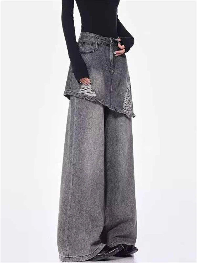 Grunge Skirted Flare Jeans Shoptery
