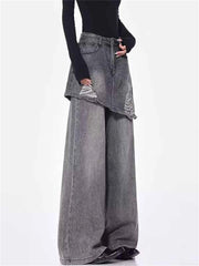Grunge Skirted Flare Jeans Shoptery