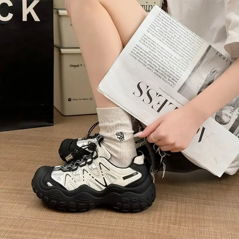 Monochrome Terrain Grip Kawaii Sneakers Black Shoes Shoptery