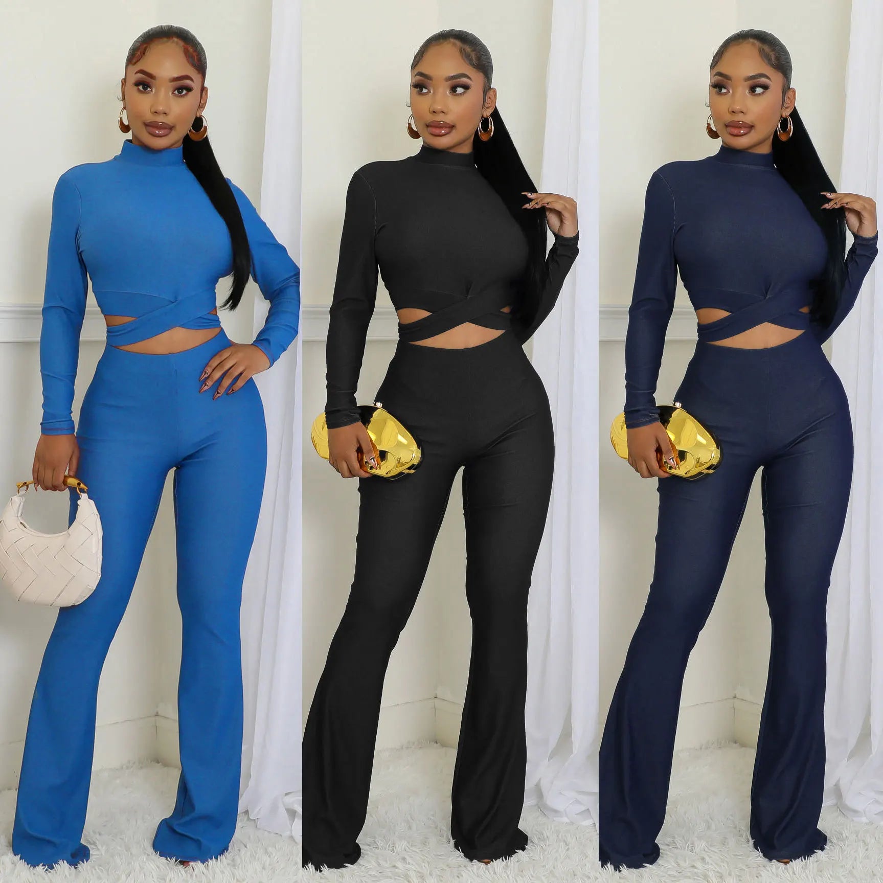 New Bandag Solid Tops 2 Piece Pant Set