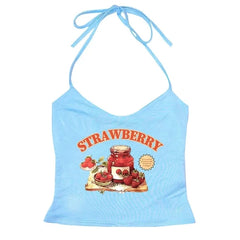 Aesthetic Sweet Strawberry Jam Top blue Shoptery