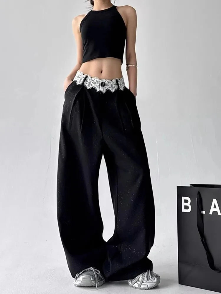 Y2k Noir Lace Peekaboo Edgy Pants Shoptery