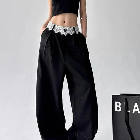 Y2k Noir Lace Peekaboo Edgy Pants Shoptery