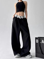 Y2k Noir Lace Peekaboo Edgy Pants Shoptery