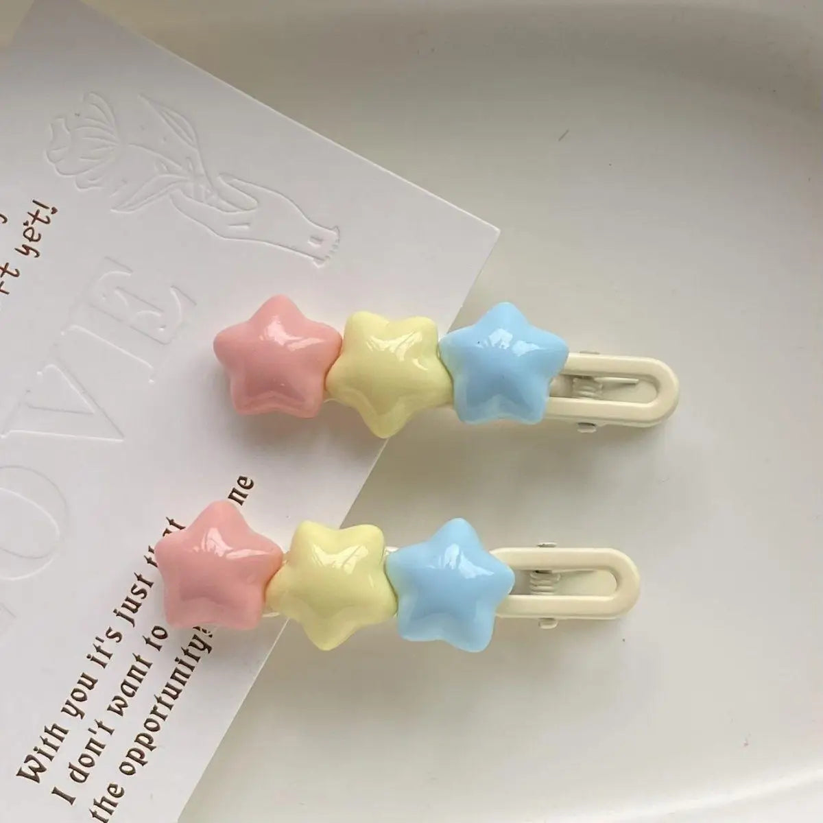 Decora Pastel Rainbow Triple Star Hair Clips Set of 4 Secondary image