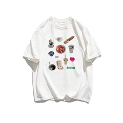 Café Essentials Graphic Aesthetic T-Shirt white Shoptery